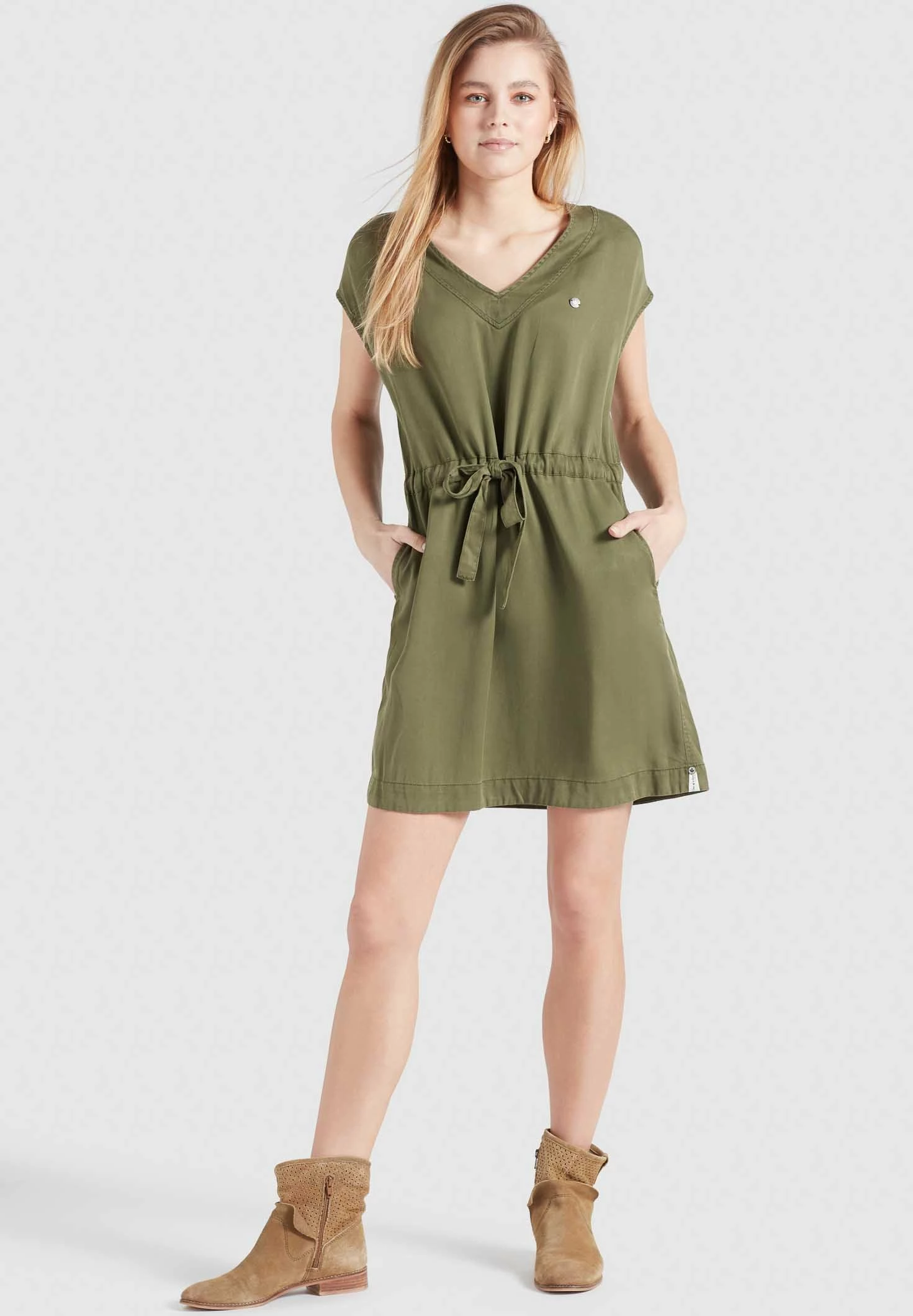 Khujo ANNELI - Sukienka Jeansowa - Khaki Gewaschen 4 Khujo ANNELI - Sukienka Jeansowa - Khaki Gewaschen - obrazek 2